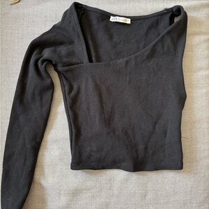 Zara Black One-Shoulder Top